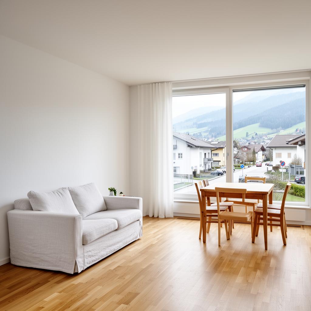 Wohnraum mit Blick auf die Alpen